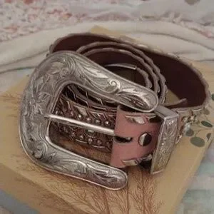 Y2K Vintage Kippy\'s Pink Swarovski Crystal Bling Leather Western Belt Sz 32 KIPPYS PINK CRYSTAL WESTERN BELT (PREOWNED) – Majolie Designs main image 2